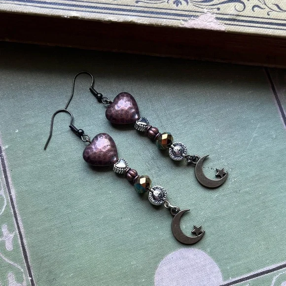 Hearts, Sun & Moon Boho Earrings - Picture 7 of 13